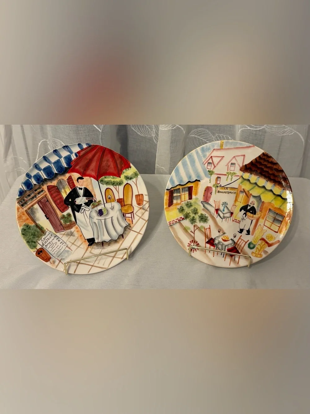 Mud Pie French Bistro Café Decorative Plates Set of 2